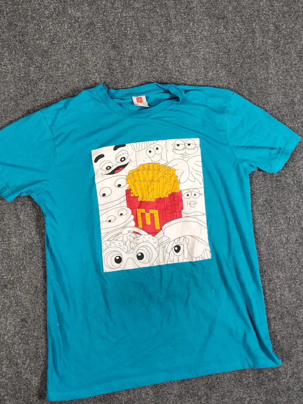 McDonald's Turquoise Short Sleeve Tee with Fries Graphic